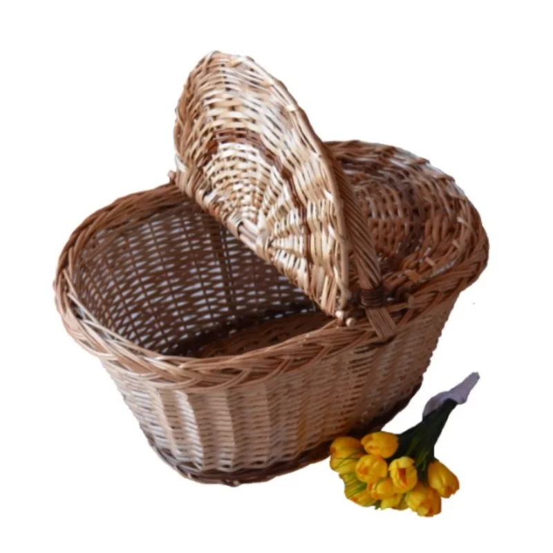 Cos picnic   cu capac , impletit din rachita  , natur-ecologic KT-009